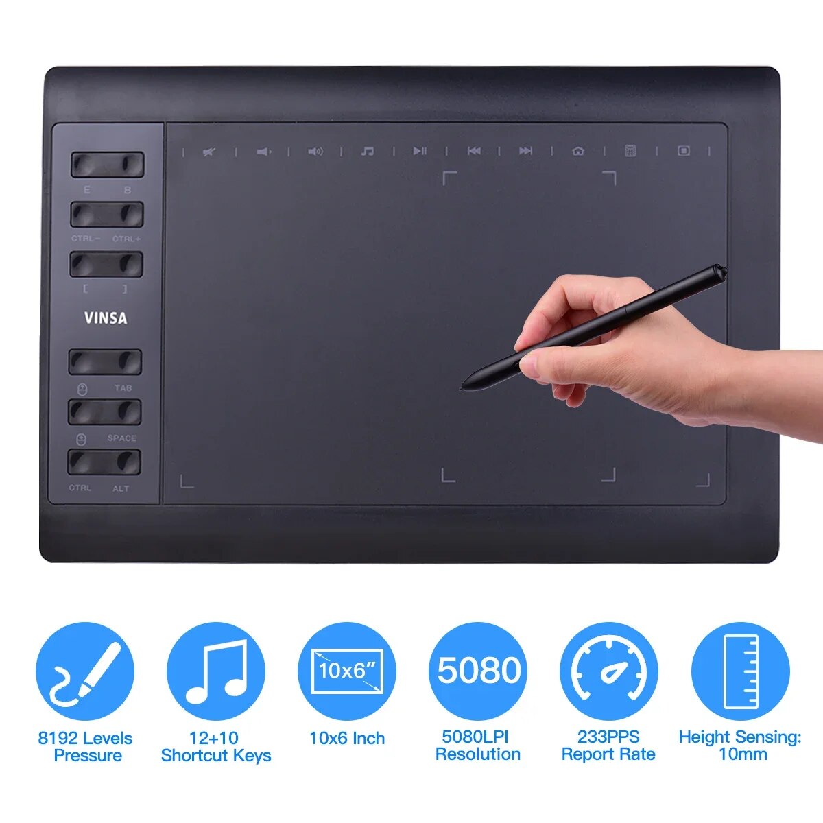 Photography Online - 10x6 Inch Professional Graphics Drawing Tablet