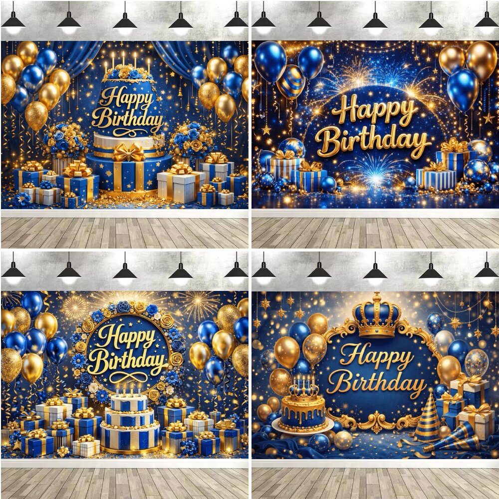 Blue Gold Luxury Happy Birthda - Photography Of A Man 评论和价格