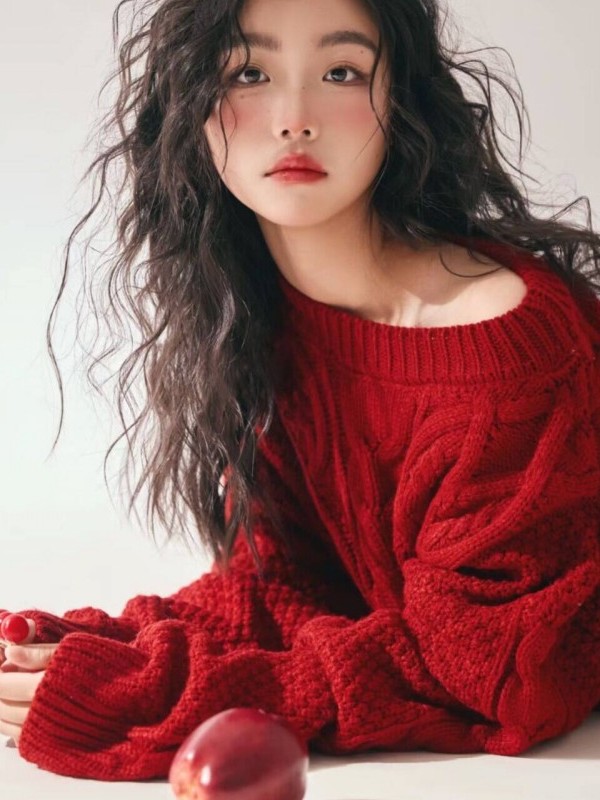 Red Sweater Girl Studio Art Ph - Photography Online 评论和价格